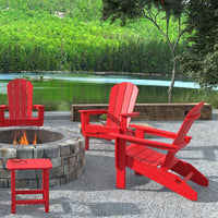 Hdpe Folding Adirondack Chair, Ultra Durable Weather Resistant Design, Easy Folding Design, 300 Lb Capacity, Red Red Hdpe