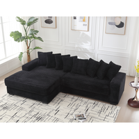 Arrived Oversized Two Piece Couches, L Shaped Sofa, Corduroy, Left Chaise Daybed,With Armrests,Eight Throw Pillows,Corner Sofa,Easy To Assemble, Black Black Polyester Wood Primary Living Space