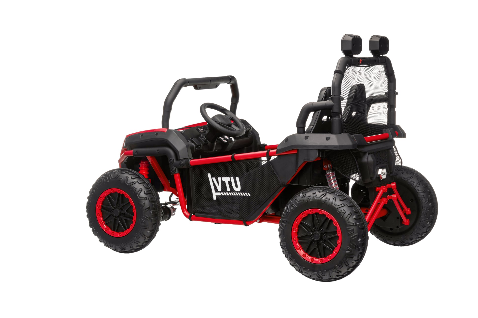 24 Volt Ride On Toys With Remote, Metal Frame Electric Powered Off Road Utv With 2 Xl Seater, 4X200W 5Mph Max, 4Wd 2Wd Switchable, 3 Speeds, Bluetooth, Storage,Red Red Abs