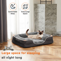 Memory Foam Pet Bed For Small Dogs & Cats With Washable Removable Cover Non Slip Base Waterproof Liner Egg Crate Foam For Improved Sleep, Gray,Small Gray Fabric