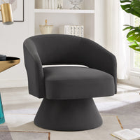 Modern Swivel Barrel Chair, Upholstered Velvet Round Accent Chairs,360 Degree Comfy Swivel Chair With Open Backrest, Single Chair Armchair For Living Room Bedroom, Homerest, Dark Gray Dark Gray Primary Living Space American Design,Contemporary,Luxury,Mid