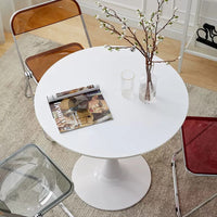 Modern Round Dining Table, 31.5'' Kitchen Dining Room Furniture, Coffee Table, Leisure Table, Living Room Table, White White Mdf Metal