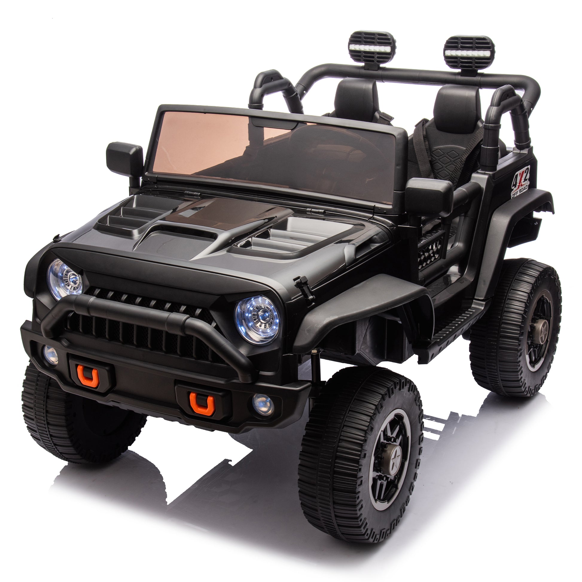 24V Two Seater Kids Ride On Truck Car W Parents Control,200W*2,Seat Width 20.28In,Four Wheel Suspension,Led Lights,Music,Mp3,Bluetooth,Two Independent Seat Belts,Suitable For Off Road For Kids Aged