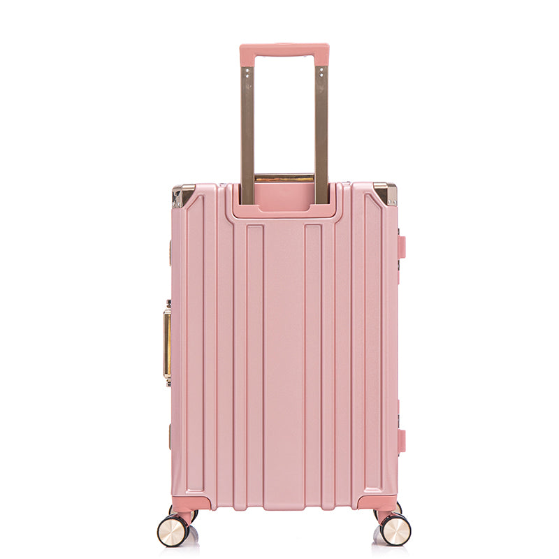 Luggage Sets Expandable Aluminum 20 24 28 Inch Three Model Set, Stylish Suitcase With Aluminum Frame Password Lock, Suitable For Travel Suitcases And Suitcases Pink Contemporary Aluminum