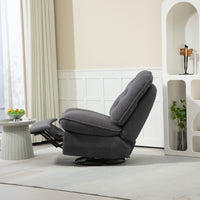 360 Swivel Recliner Adjustable Chair Chenille Glider Swivel Reclining Sofa Chair With Black Metal Round Base Gray Gray Foam Upholstered