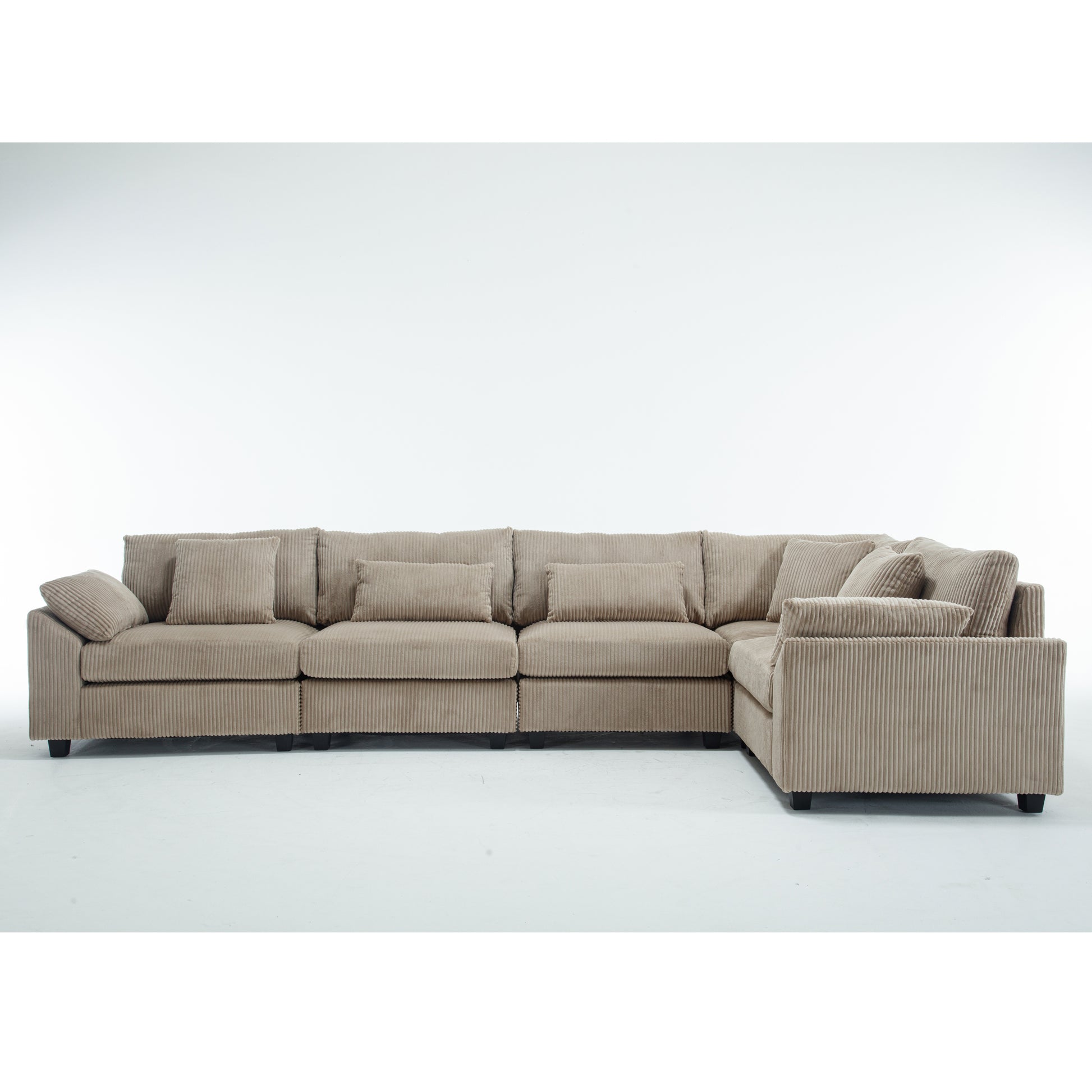 Arrival Oversized Modular Sectional Sofa Couches Set,Corduroy Upholstered Deep Seat Comfy Sofa For Living Room ,5 Seat ,Brown Brown Fabric 5 Seat