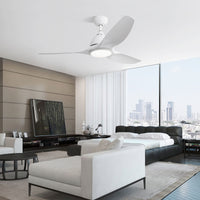 52 Inch Modern With 22W Led Light, 3 Abs Fan Blades Dc Motor White For Indoor White Abs