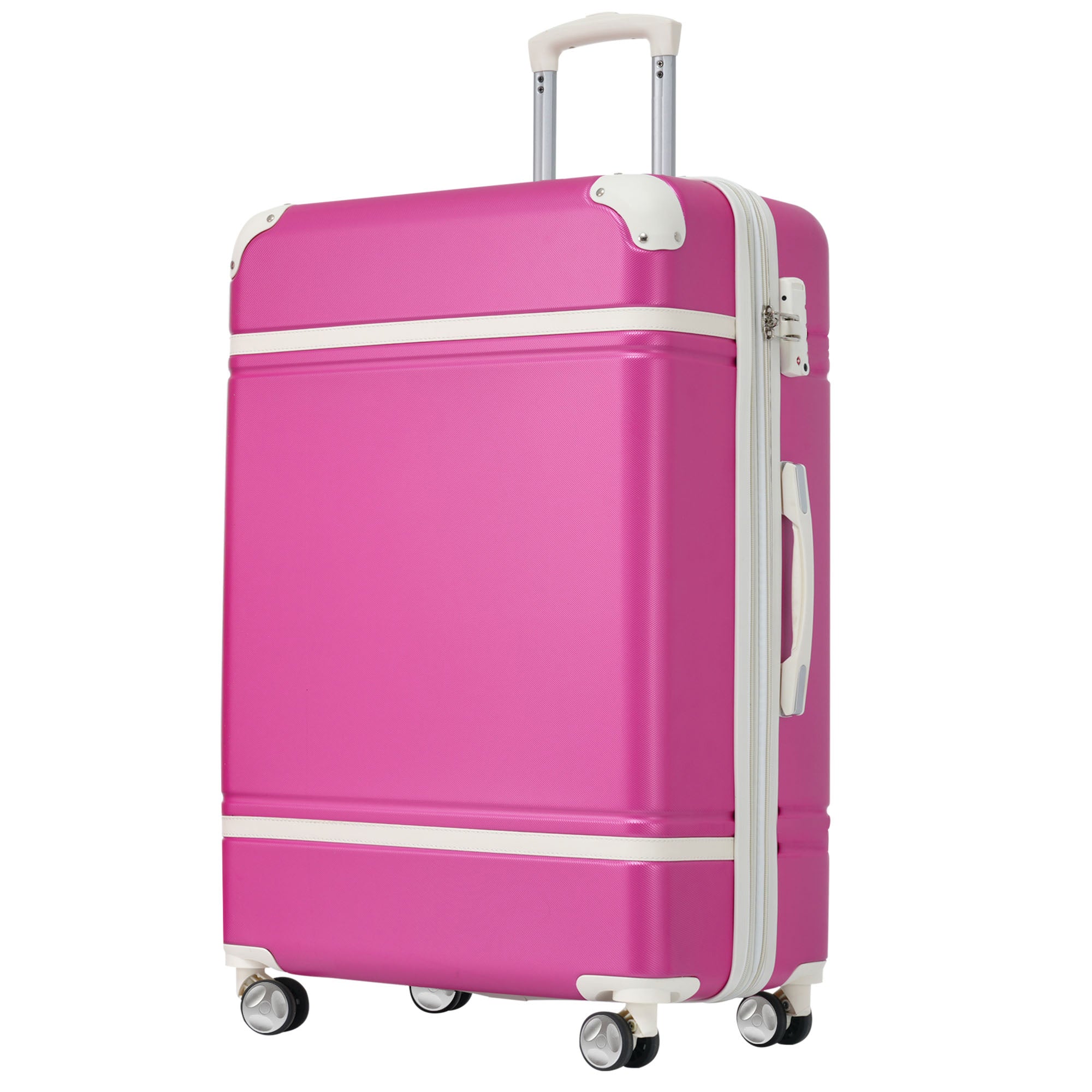 28 In Luggage 1 Piece With Tsa Lockexpandable Lightweight Suitcase Spinner Wheels, Vintage Luggage,Pink Change To Sku:N732P171623H Pink Abs