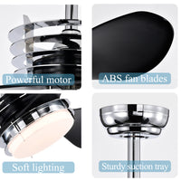 52'' Abs Blades Ceiling Fan With Lights And Dc Remote, Dc Motor Modern Ceiling Fan With 3 Abs Fan Blades & 2 Down Rods, Indoor Ceiling Fan With Light For Bedroom,Living Room Chrome American Design Abs Metal