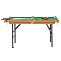 Soozier 55" Portable Folding Billiards Table Game Pool Table For Whole Family Number Use With Cues, Ball, Rack, Chalk, Green Green Mdf Steel