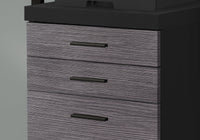 File Cabinet, Rolling Mobile, Storage Drawers, Printer Stand, Office, Work, Black And Grey Laminate, Contemporary, Modern Black Particle Board