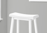 Bar Stool, Set Of 2, Bar Height, Saddle Seat, White Wood, Contemporary, Modern White Solid Wood