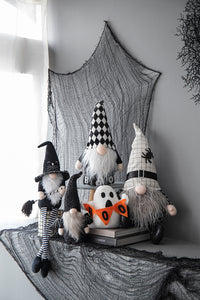 8.3X4.7X15.7" Fabric Gnome Decor, For Halloween Decor Black,White Polyester