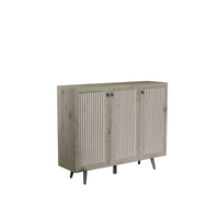 Storage Cabinet With Three Doors,Wood Sideboard Buffet Storage With Adjustable Shelf,Wood Coffee Bar Cabinet,Kitchen Buffet Cabinet Cupboard,46.85''W X 13.5''D X 38.19''H.Gray Gray Dining Room