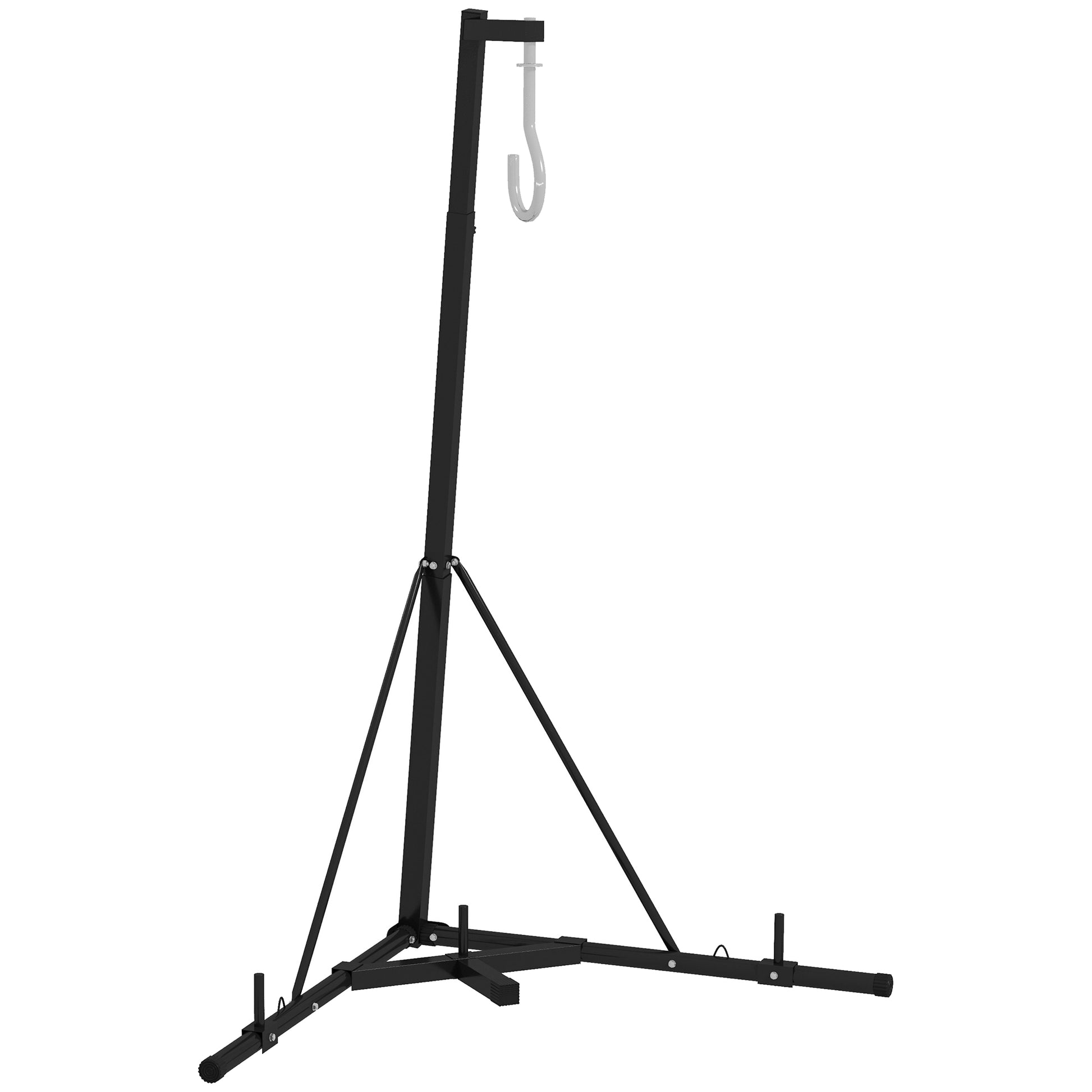 Soozier Foldable Punch Bag Stand, Height Adjustable Heavy Bag Stand With Weighted Base, Free Standing For Home Gym, Stand Only Black Steel