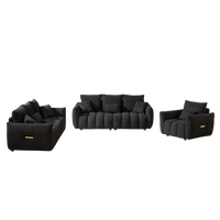 1 Seater 3 Seater 3 Seater, Combo Sofa Modern Living Room Sofa, Teddy Sofa, Wooden Frame, 7 Cushions, Apartment Sofa Furniture Black Wood Primary Living Space Pine Foam Fabric 7 Seat