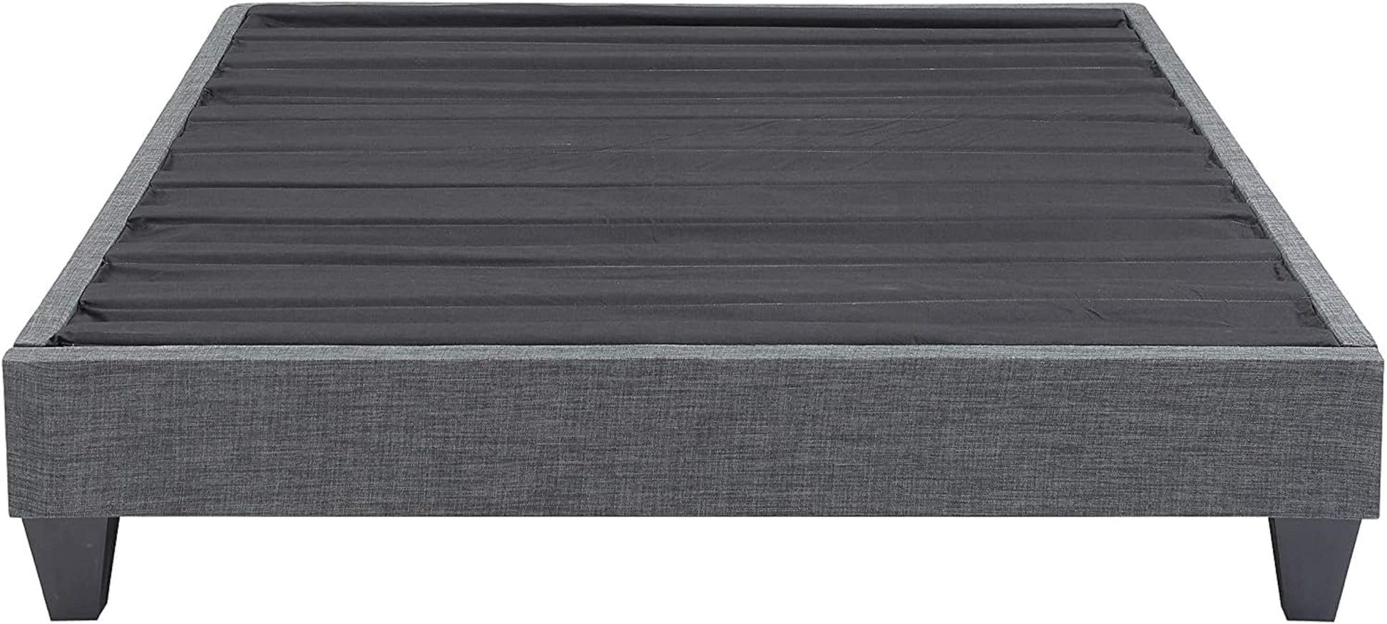 1Pc Contemporary Upholstered Platform Bed California King Linen Like Polyester Fabric Steel Grey Wood Frame Bedroom Box Spring Not Required California King Steel Gray Wood Primary Living Space Contemporary Bed Frame Polyester Wood