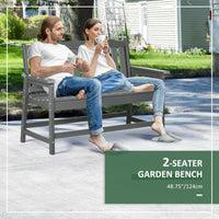 Outsunny Outdoor Bench, 2 Person Park Style Garden Bench With All Weather Hdpe, 704 Lbs. Weight Capacity Porch Bench With Slatted Back & Armrests, Dark Gray Dark Gray Plastic