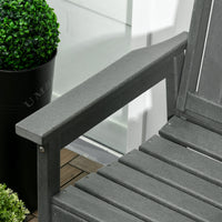 Outsunny Outdoor Bench, 2 Person Park Style Garden Bench With All Weather Hdpe, 704 Lbs. Weight Capacity Porch Bench With Slatted Back & Armrests, Dark Gray Dark Gray Plastic