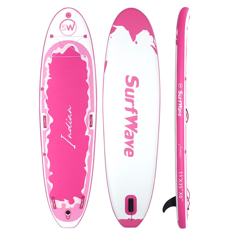 Inflatable Stand Up Paddle Board 11'X34"X6" With Accessories Water Sports Pink White Anti Slip Garden & Outdoor American Design,Beach Multifunctional Pvc