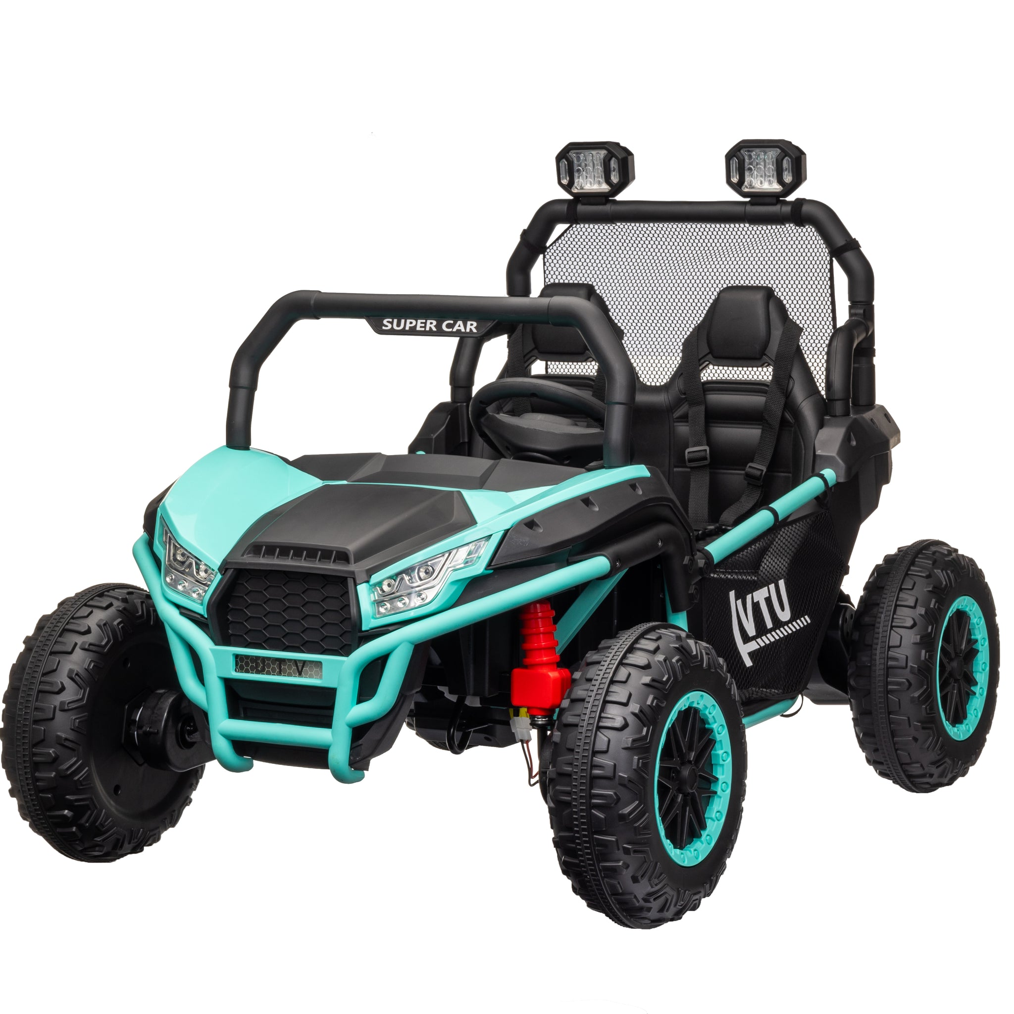 24 Volt Ride On Toys With Remote, Metal Frame Electric Powered Off Road Utv With 2 Xl Seater, 4X200W 5Mph Max, 4Wd 2Wd Switchable, 3 Speeds, Bluetooth, Storage,Green Green Abs