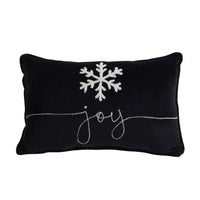 Set Of 2, 18X12" Black And Red Velvet Pillow With Embroidered Joy And Frosty Snowflake, For Christmas Halloween Holiday Decor Black,Red Acrylic,Polyester