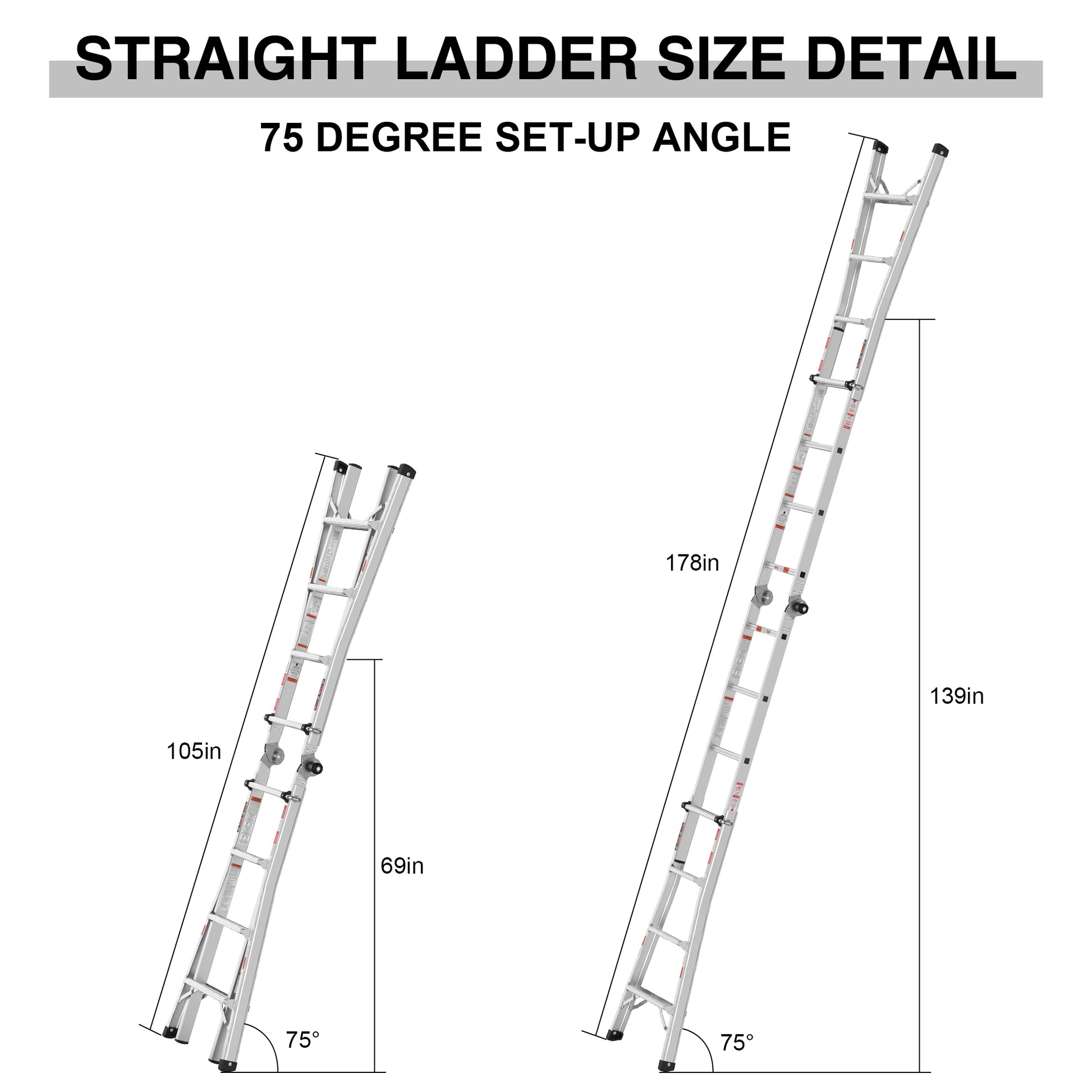 17Ft Multi Position Foldable Aluminum Ladder, A Frame And Straight Ladder, Ansi 250Lbs Grey Aluminium Alloy