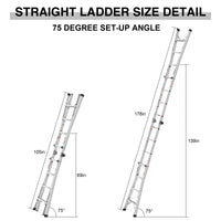 17Ft Multi Position Foldable Aluminum Ladder, A Frame And Straight Ladder, Ansi 250Lbs Grey Aluminium Alloy