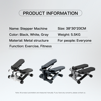 Mini Stepper For Exercise 300 Lbs Loading Capacity, Hydraulic Fitness Stepper With Lcd Monitor Black White Steel