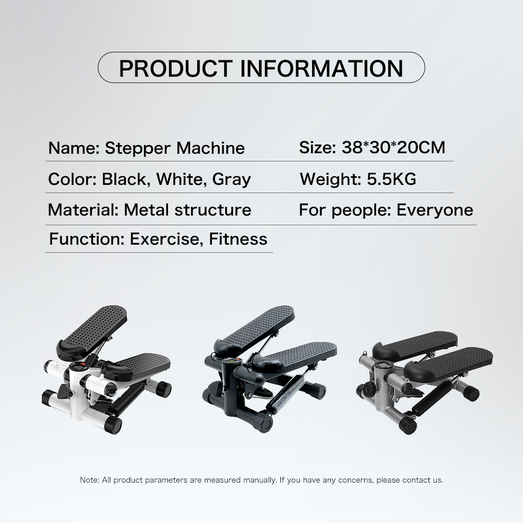 Mini Stepper For Exercise 300 Lbs Loading Capacity, Hydraulic Fitness Stepper With Lcd Monitor Black And Silver Steel