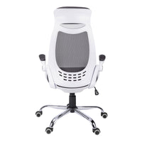 Office Chair, Adjustable Height, Swivel, Ergonomic, Armrests, Computer Desk, Work, Grey Mesh, Chrome Metal, Contemporary, Modern White Foam Polyester