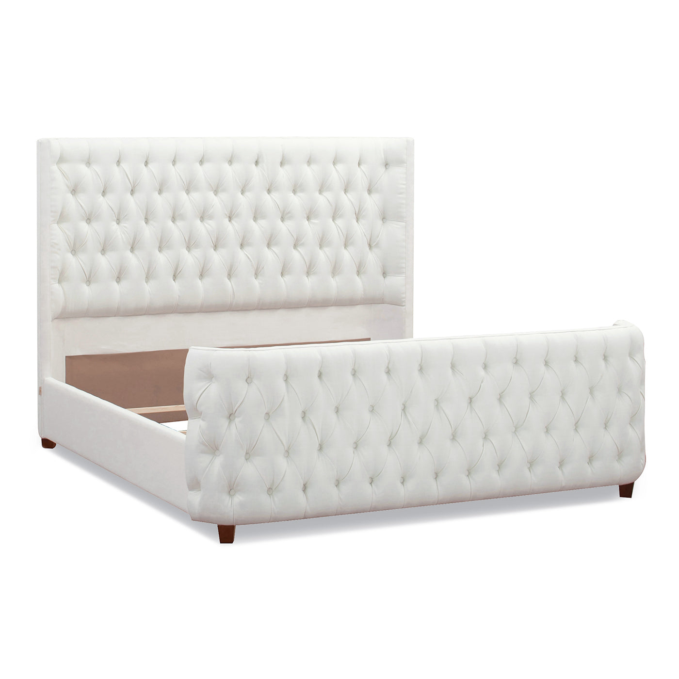 Brooklyn King Tufted Panel Bed Headboard And Footboard Set, Antique White Polyester Box Spring Required King Antique White Wood Foam Polyester Polyester