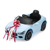 Maserati Ghibli Licensed 12V Kids Ride On Car, Battery Powered Electric Vehicle W 2.4G Remote Control, Led Lights, Mp3 Music, Usb, Horn, Children Age 3 6, Small, Light Blue And Black Black Blue Polypropylene