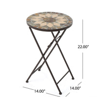 Silvester End Table Beige Black Ceramic Tile Iron