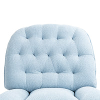 360 Swivel Recliner Adjustable Chair Chenille Glider Swivel Reclining Sofa Chair With Black Metal Round Base Blue Baby Blue Foam Upholstered