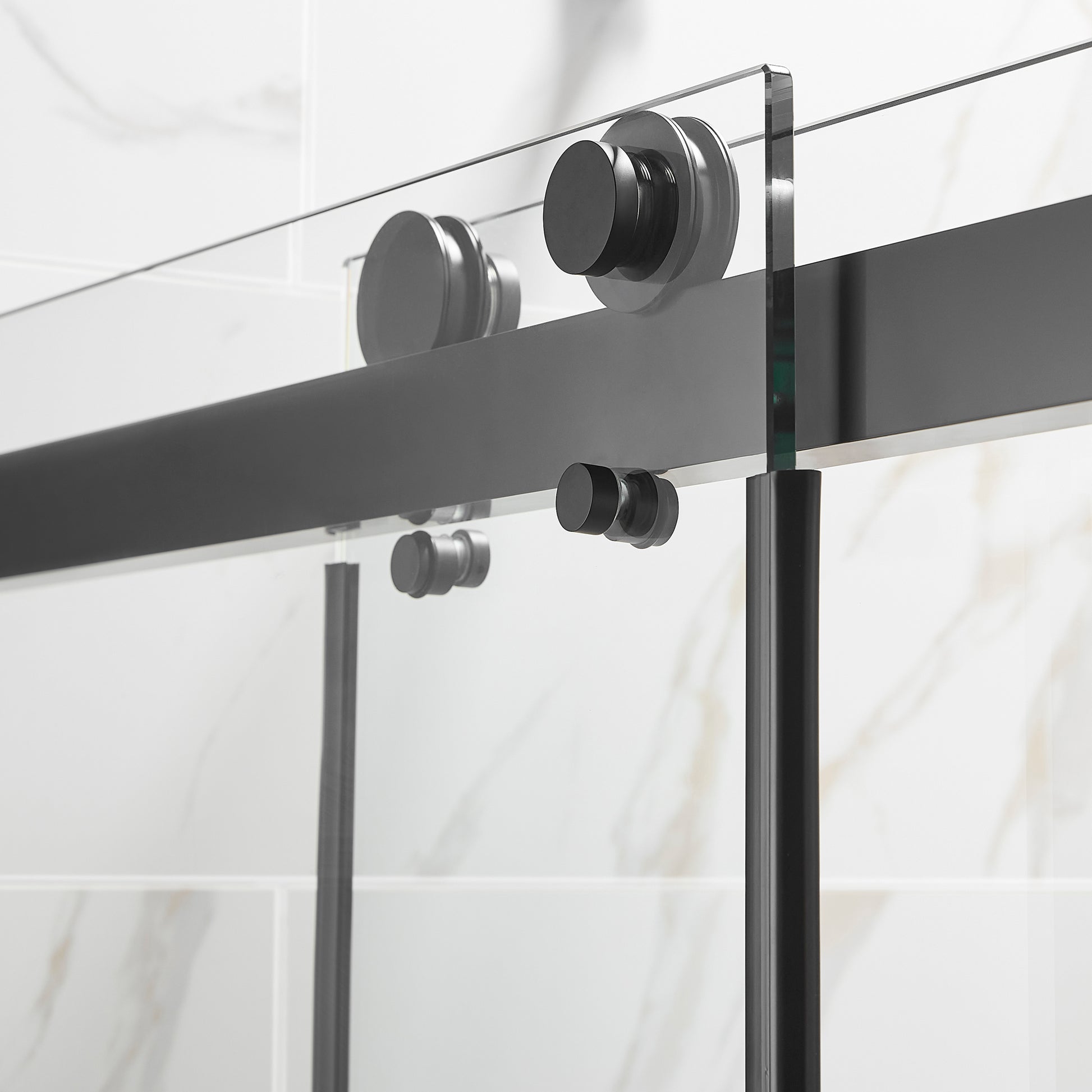 56" 60"W X 76"H Frameless Double Sliding Shower Door, 3 8" 10Mm Clear Tempered Glass, Glass Door For Bathroom, Matte Black Finish Matte Black Bathroom American Design Glass Metal