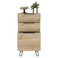 London Dresser, Three Drawers, Superior Top, Hairpin Legs Beige Mdf Engineered Wood