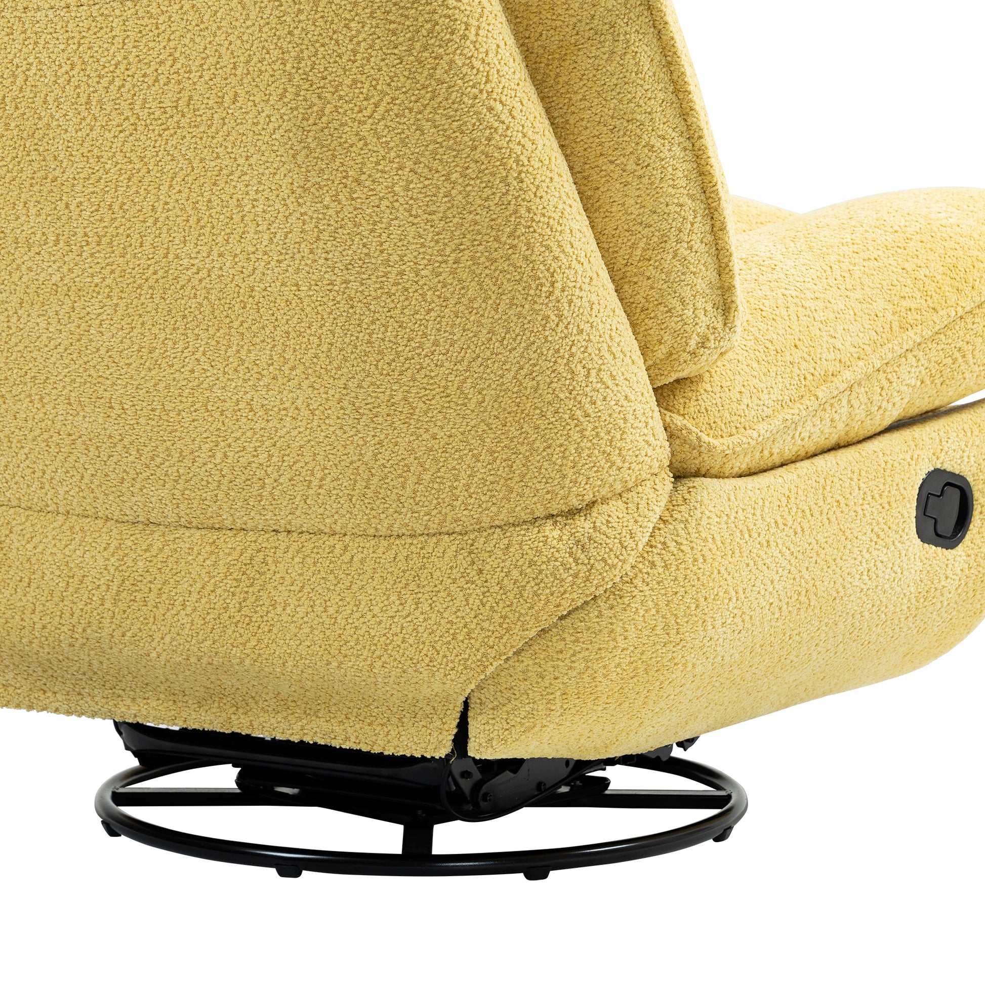 360 Swivel Recliner Adjustable Chair Chenille Glider Swivel Reclining Sofa Chair With Black Metal Round Base Yellow Yellow Foam Upholstered