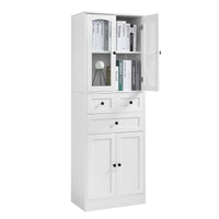 Tall Bathroom Storage Cabinet, Cabinet With Four Doors And Drawers, Adjustable Shelf, Mdf Board, White White Mdf