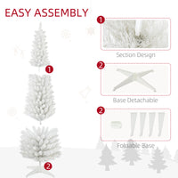 Homcom 6' Snow Flocked Artificial Pencil Christmas Tree, Slim Xmas Tree With Realistic Branches And Plastic Base Stand For Indoor Decoration, White White Plastic