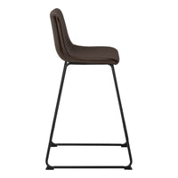 Office Chair, Bar Height, Standing, Computer Desk, Work, Brown Leather Look, Black Metal, Contemporary, Modern Brown Foam Polyurethane