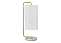 Lighting, 20"H, Table Lamp, White Marble, Ivory Cream Shade, Contemporary White Linen