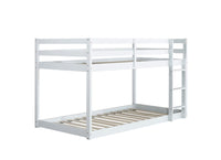 Solid Woodensolid Rubber Wooden Twin Over Twin Loft Bed With Ladder ,Upper And Bottom Bed Platforms Crafted With Strengthened Slats, White Twin White Rubber Wood