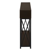 Accent Table, Console, Entryway, Narrow, Sofa, Living Room, Bedroom, Brown Laminate, Black Metal, Contemporary, Modern Espresso Metal