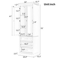 Tall Storage Cabinet With Three Drawers For Bathroom Office, Grey Grey Mdf