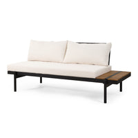 Theo 5 Seater Sectional Sofa Set With Cushions Cream Acacia Wood