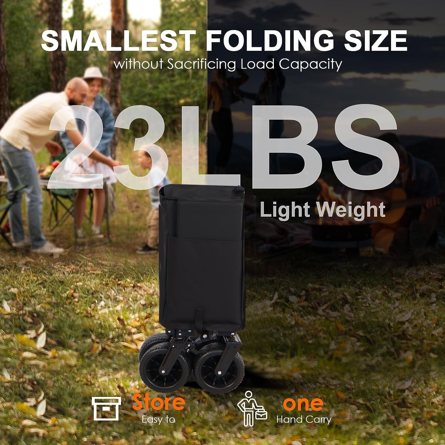 Aluminum Alloy Folding Wagon, Heavy Duty Utility Beach Wagon Cart For Sand With Big Wheels, Adjustable Handle&Drink Holders For Shopping, Camping,Garden And Outdoor Black Garden & Outdoor American Design Fabric Steel