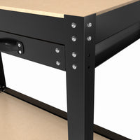 63" Tools Cabinet Working Tables Workbench Tool Storage Workshop Table With Drawers And Pegboard Black Steel