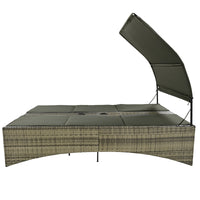Patio Daybed Outdoor Daybed Outdoor Rattan Sun Lounger With Shelter Roof With Adjustable Backrest, Storage Box And 2 Cup Holders For Patio, Balcony, Poolside,Grey Yes Grey Seats 2 Water Resistant Frame Water Resistant Cushion Garden & Outdoor Sectional