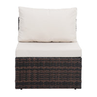 Patio Furniture, Outdoor Furniture, Seasonal Pe Wicker Furniture, 5 Set Wicker Furniture With Tempered Glass Coffee Table Brown Seats 4 Pe Rattan Iron Waterproof Fabric